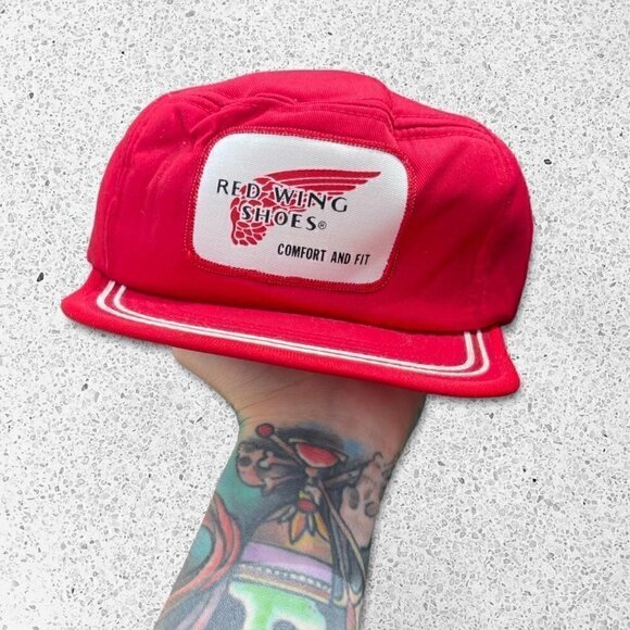 Reclaimed Vintage Other - Vintage red wing boots rare trucker hat red white true vintage grail